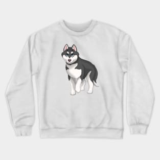 Black and White Siberian Husky Dog Blue Eyes Crewneck Sweatshirt